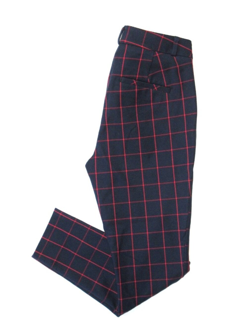 NWT Banana Republic Modern Sloan Skinny in Navy Red Plaid Slim Ankle Pants 0P